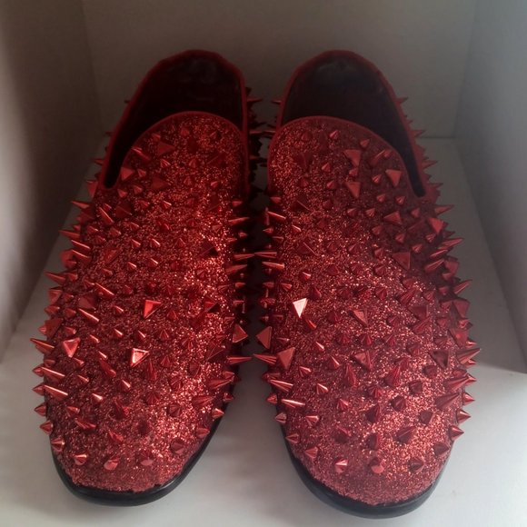 ROYAL RED SPIKE SLIP ON SHOES main image 5